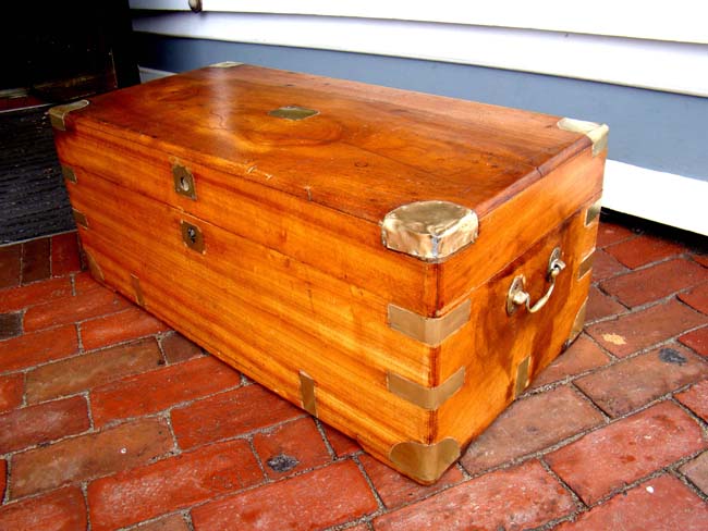 A fine brass mounted China Trade period camphorwood trunk circa 1830